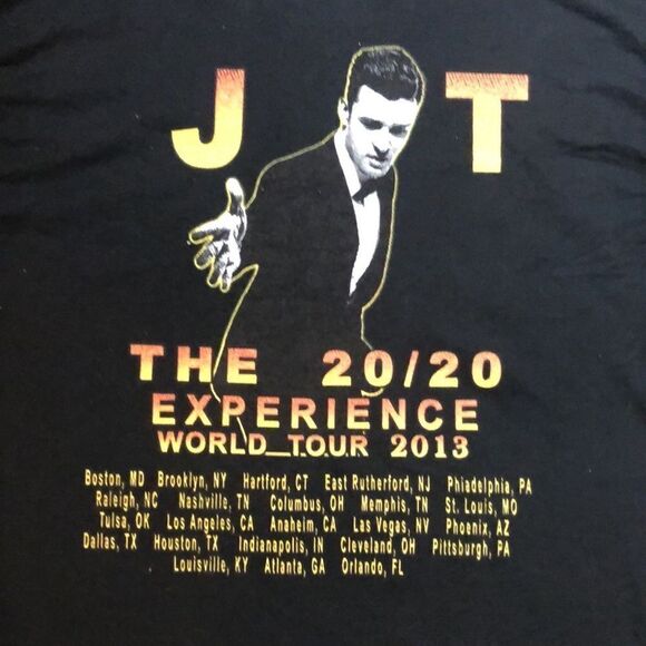 Justin Timberlake Concert T-Shirt | The 20/20 Experience World Tour 2013 - Picture 7 of 8